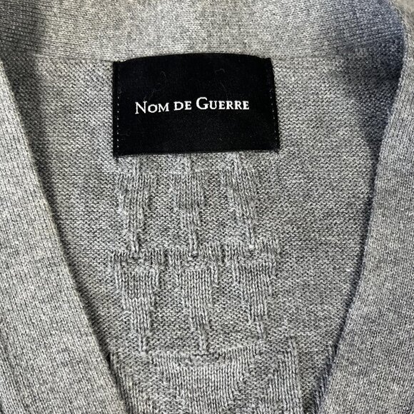 Nom de Guerre Cardigan Sweater Mens Large Gray Button Up Textured Knit Japan - Picture 2 of 7